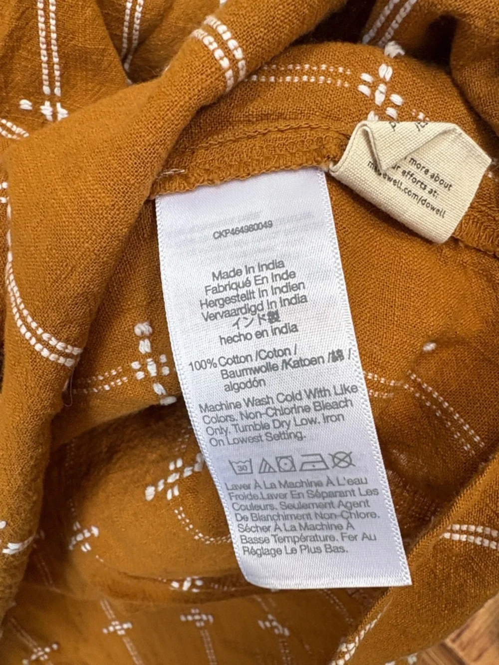 018 Madewell Rust V-Neck Tunic Top with White Stitching - Picture 3 of 6